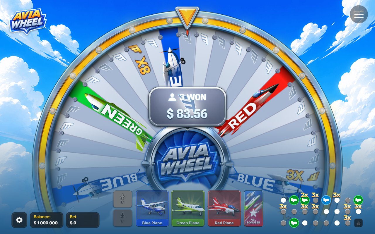 Avia Wheel تجريبية احتيال كازينو قمار تسجيل: مضاعف ×8 موضوع على العجلة