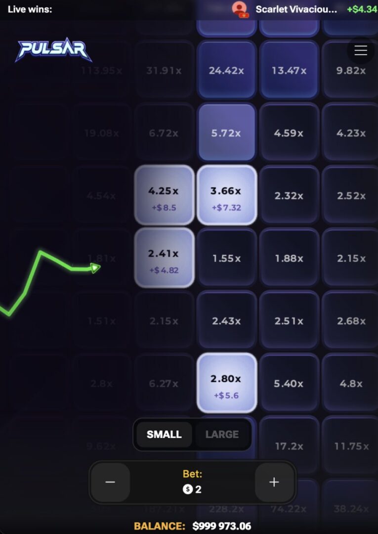 Pulsar تطبيق، قمار برمز ترويجي وتسجيل: ثلاثة رهانات مضاءة على الهاتف